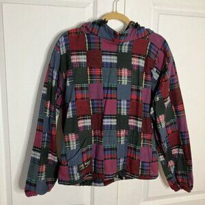 The Vermont Flannel Co Hoodie Plaid Patchwork Sweater Pullover Mens S Plaid